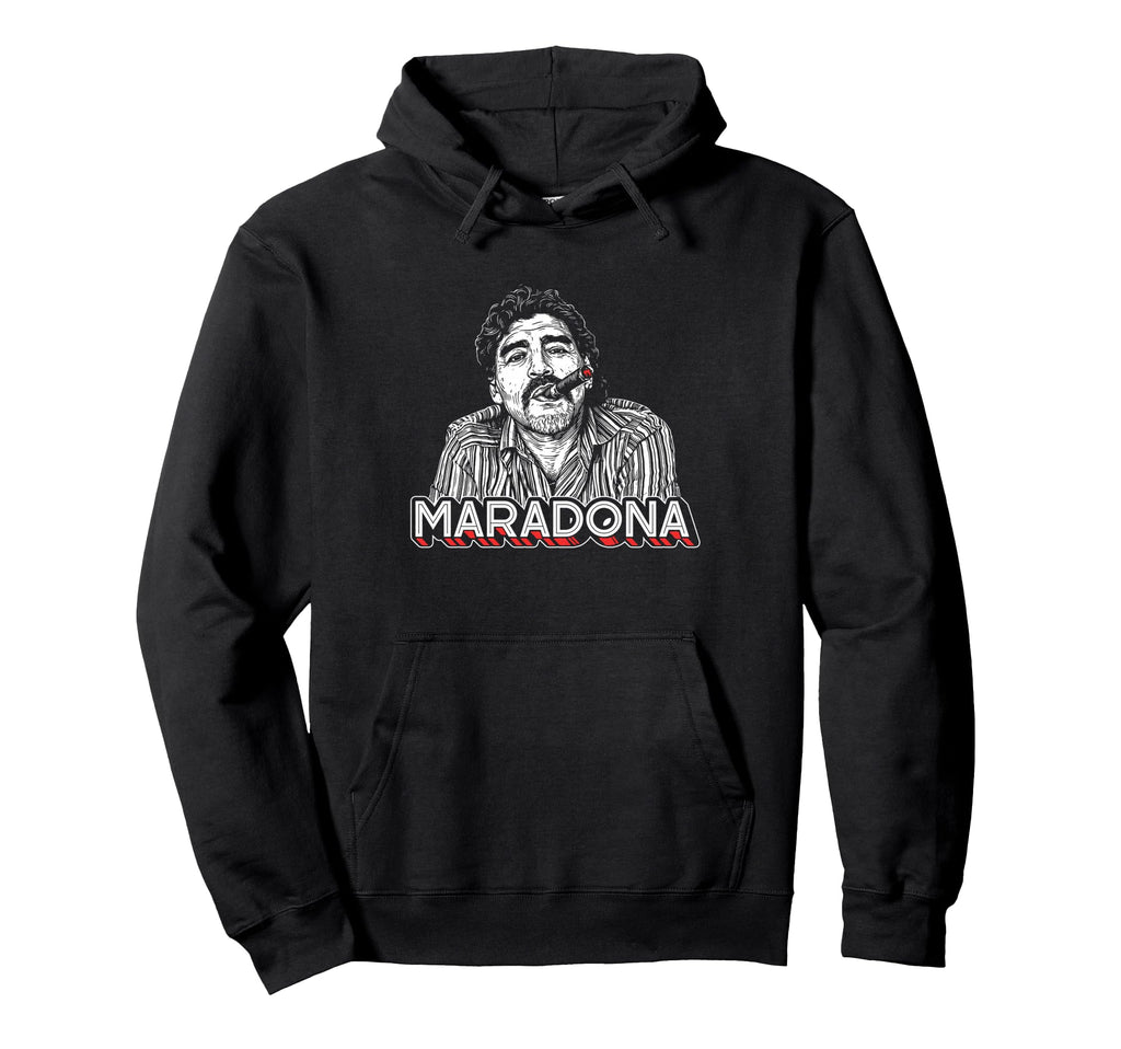 Diego Maradona Cigar Soccer Icon Hoodie - Minimalist Print Men Women - T-Shirt, Sweatshirt, Hoodie