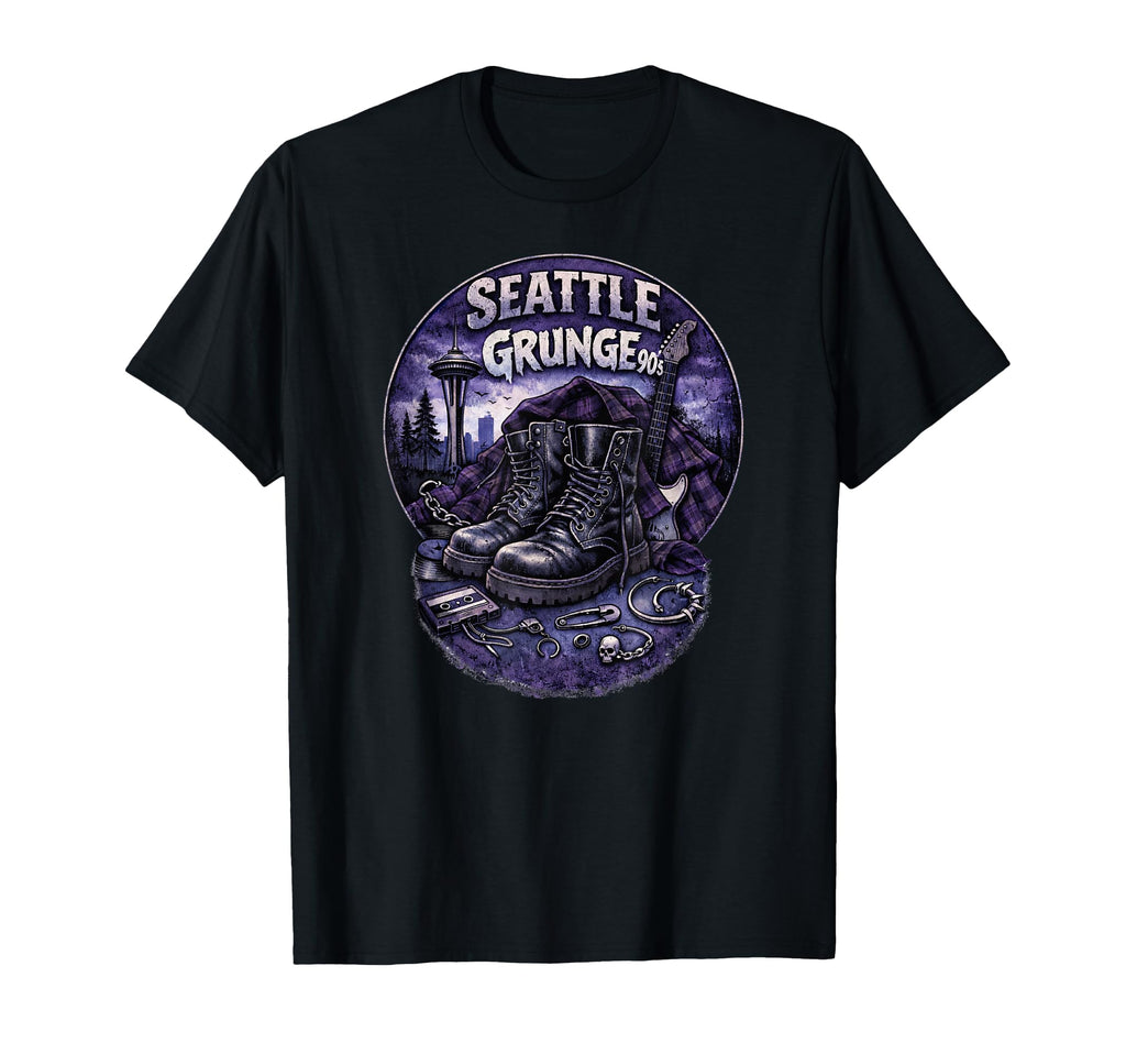 Seattle Grunge Music 90S T-Shirt - Custom Art Print Men Women - T-Shirt, Sweatshirt, Hoodie