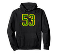 Green Yellow Sport Team Number 53 Hoodie - Unique Graphic Unisex - T-Shirt, Sweatshirt, Hoodie