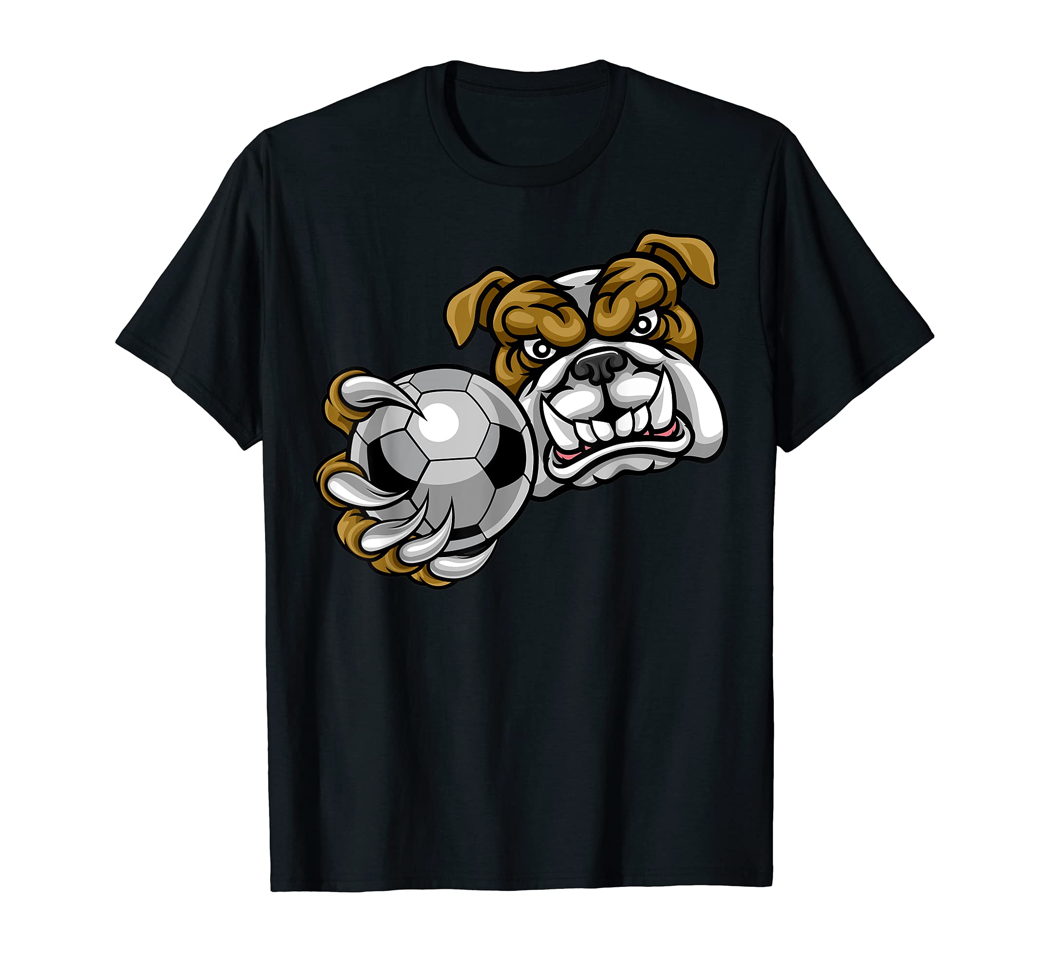 Bulldog Sports Team Mascot Holding Soccer T-Shirt - Graphic Print Unisex - T-Shirt, Sweatshirt, Hoodie