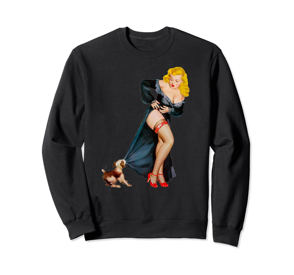 Hot Blonde Pin Up Lingerie Puppy Pinup Sweatshirt - Streetwear Style Unisex - T-Shirt, Sweatshirt, Hoodie