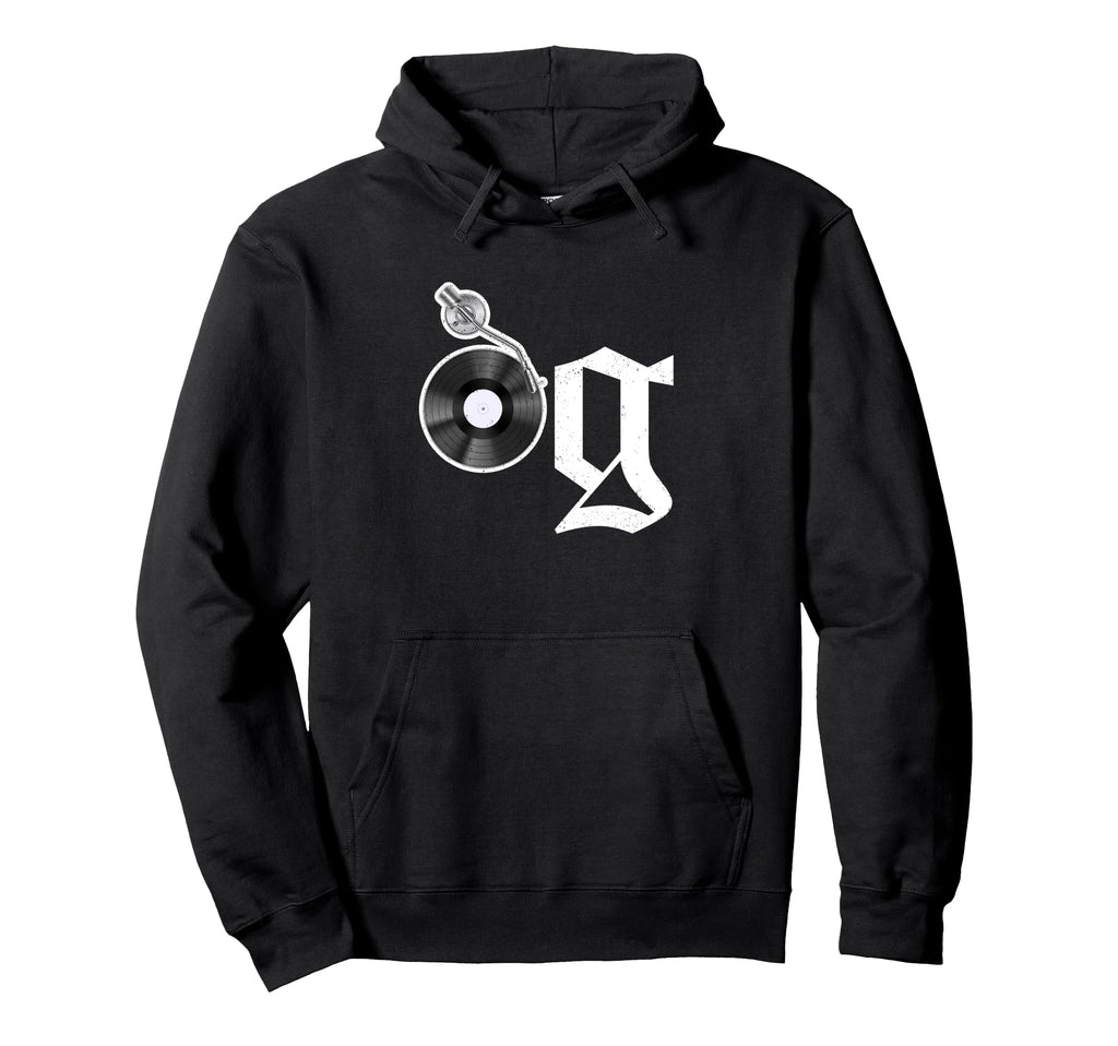 Old School Og Hip Hop Head Vinyl Cds Hoodie - Fun Novelty Design Men Women - T-Shirt, Sweatshirt, Hoodie