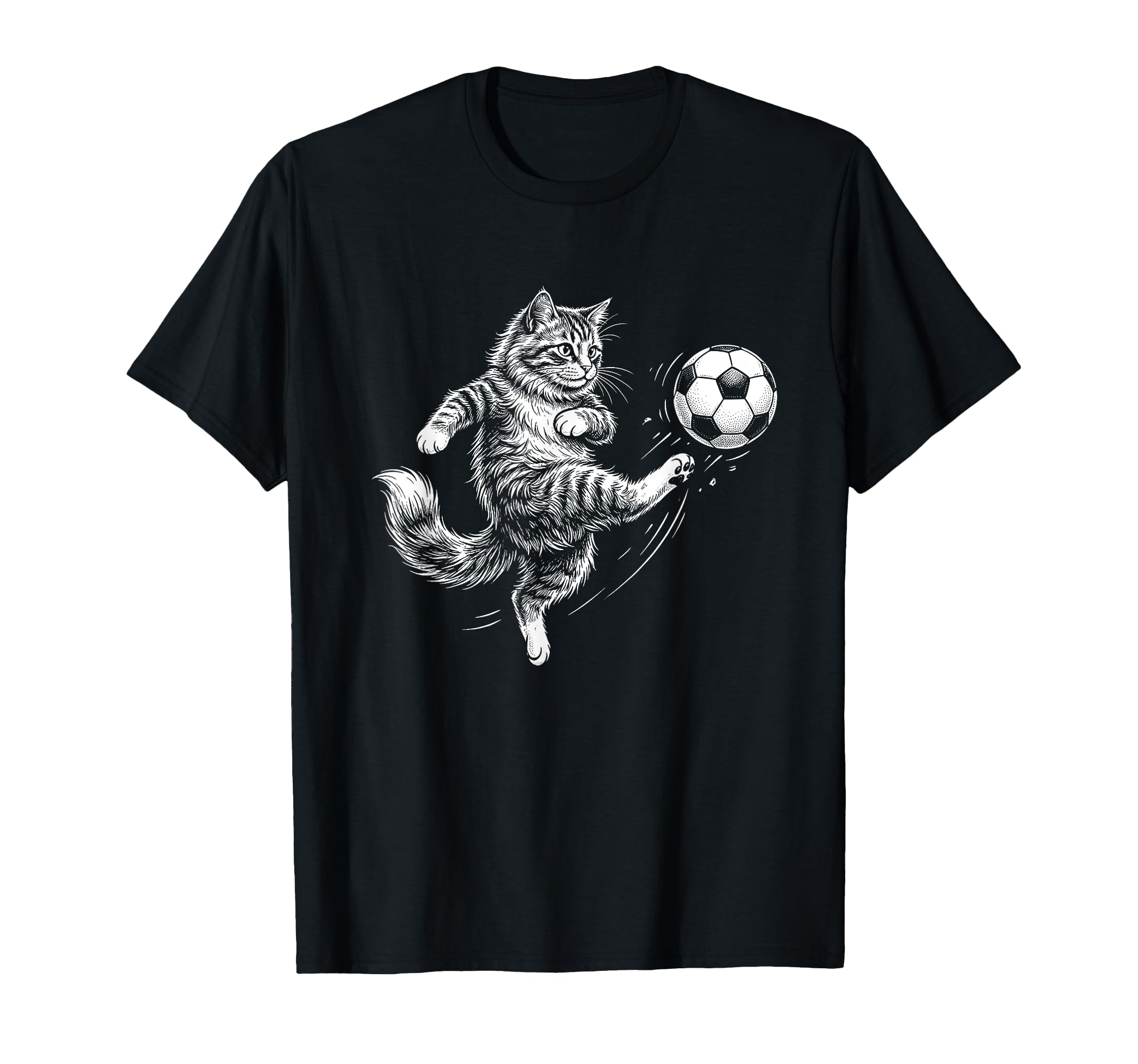 Funny Cat Playing Soccer Ball Cat T-Shirt - Graphic Print Men Women - T-Shirt, Sweatshirt, Hoodie