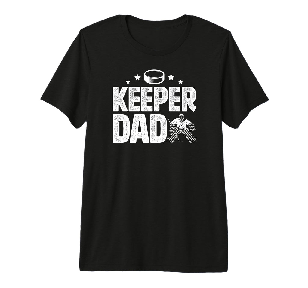 Mens Ice Hockey Keeper Dad Hockey T-Shirt - Minimalist Print for Adults - T-Shirt, Sweatshirt, Hoodie
