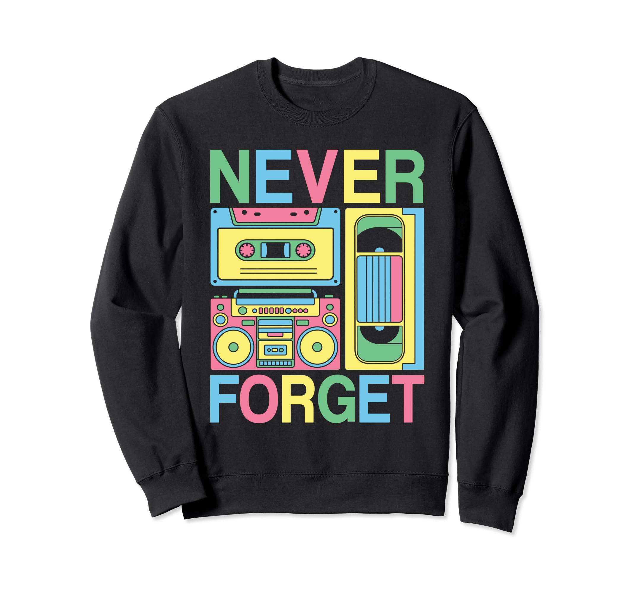 Never Forget 80S 90S Cassette Tape Sweatshirt - Custom Art Print Unisex - T-Shirt, Sweatshirt, Hoodie