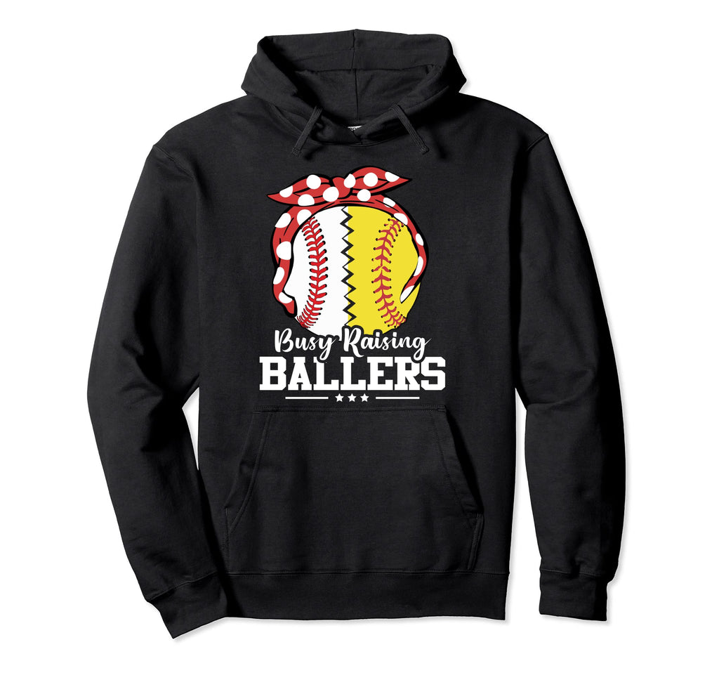 Baseball Player Busy Raising Ballers Mom Hoodie - Minimalist Print Unisex - T-Shirt, Sweatshirt, Hoodie