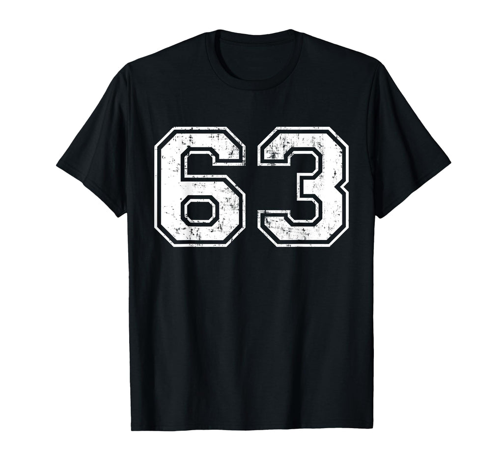 Number 63 Distressed Sixty Three Sport T-Shirt - Graphic Print Men Women - T-Shirt, Sweatshirt, Hoodie