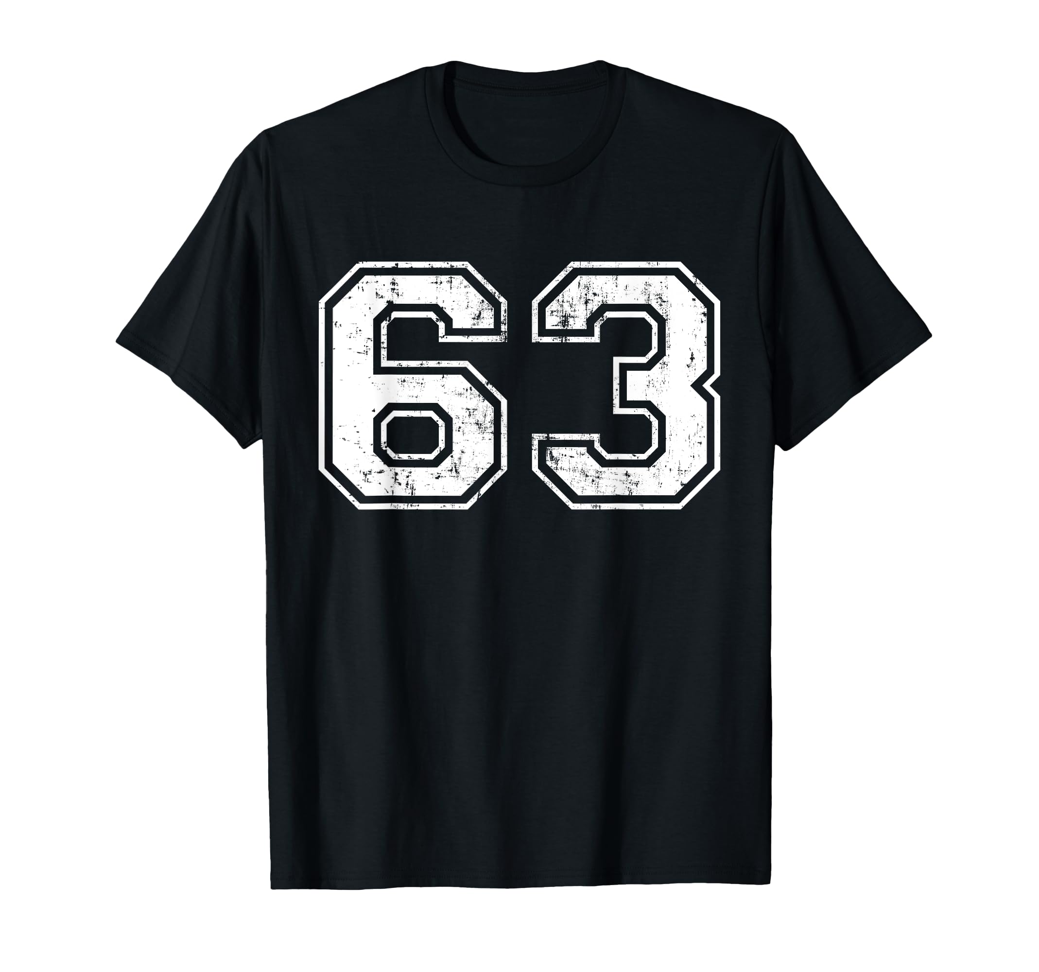 Number 63 Distressed Sixty Three Sport T-Shirt - Graphic Print Men Women - T-Shirt, Sweatshirt, Hoodie