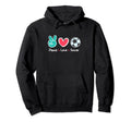 Funny Peace Love Soccer Field Play Hoodie - Streetwear Style for Adults - T-Shirt, Sweatshirt, Hoodie