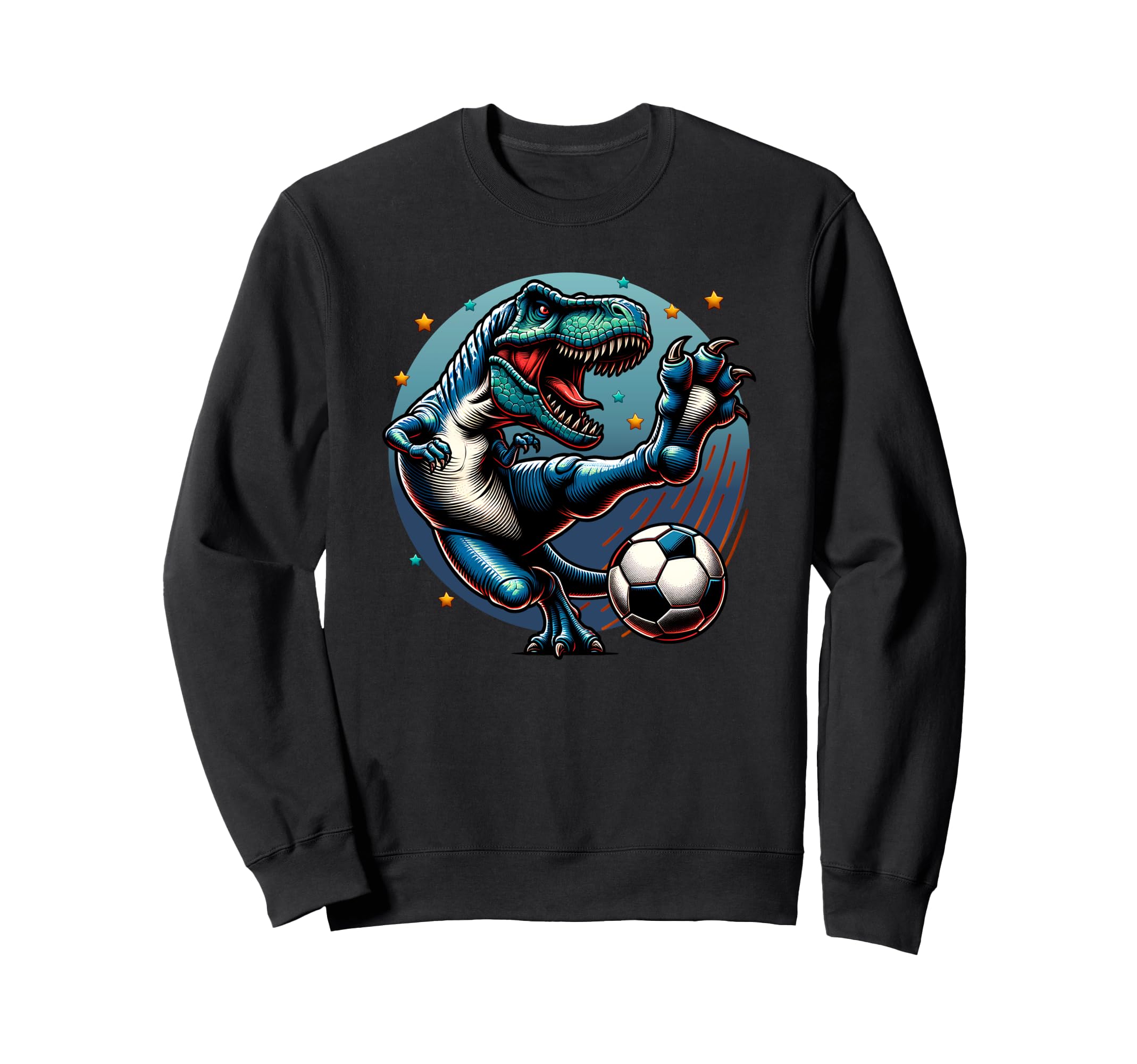 T Rex Dinosaur Kicking Soccer Ball Sweatshirt - Custom Art Print Unisex - T-Shirt, Sweatshirt, Hoodie