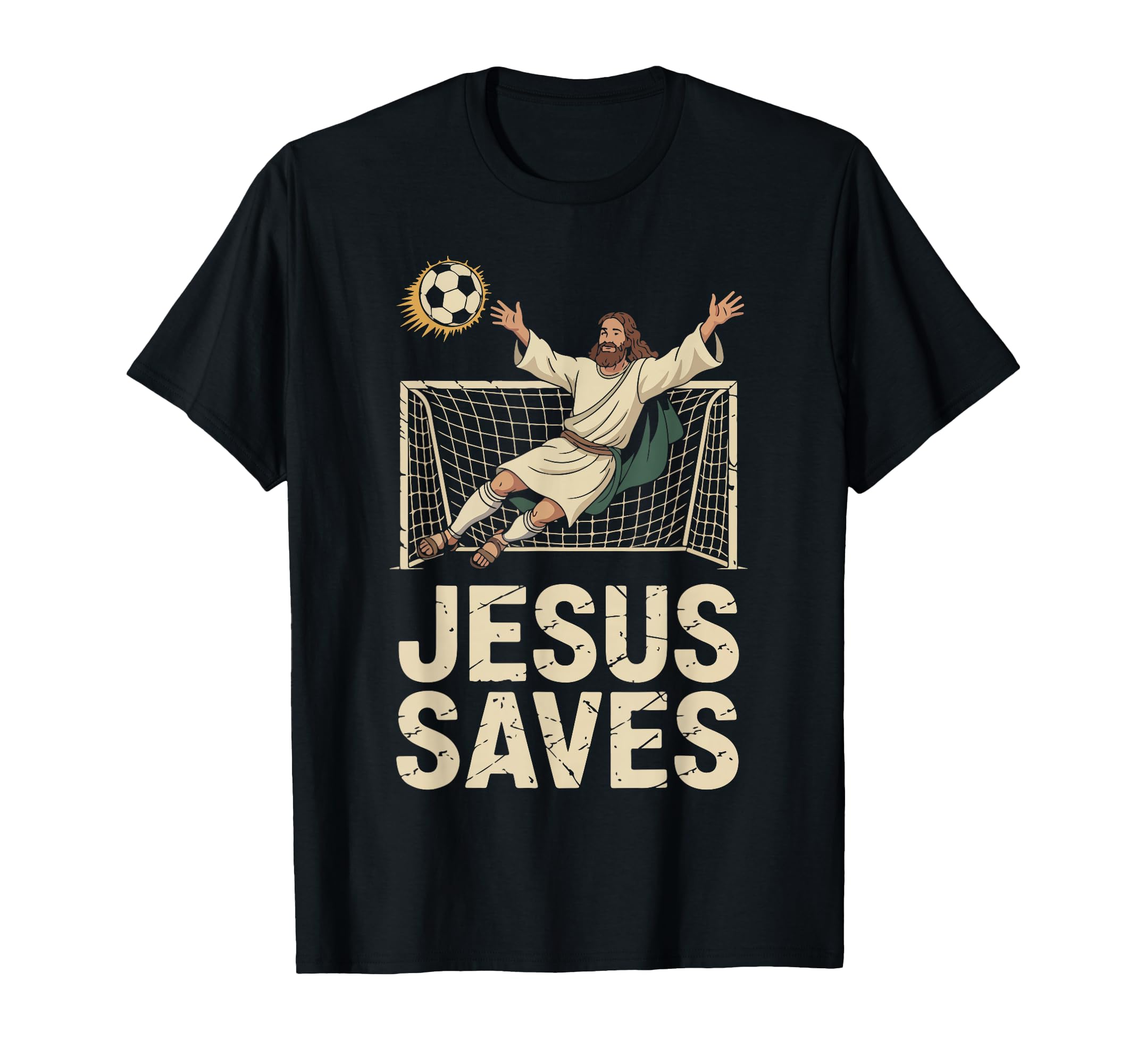 Jesus Saves Soccer Goalkeeper Fun T-Shirt - Fun Novelty Design for Adults - T-Shirt, Sweatshirt, Hoodie