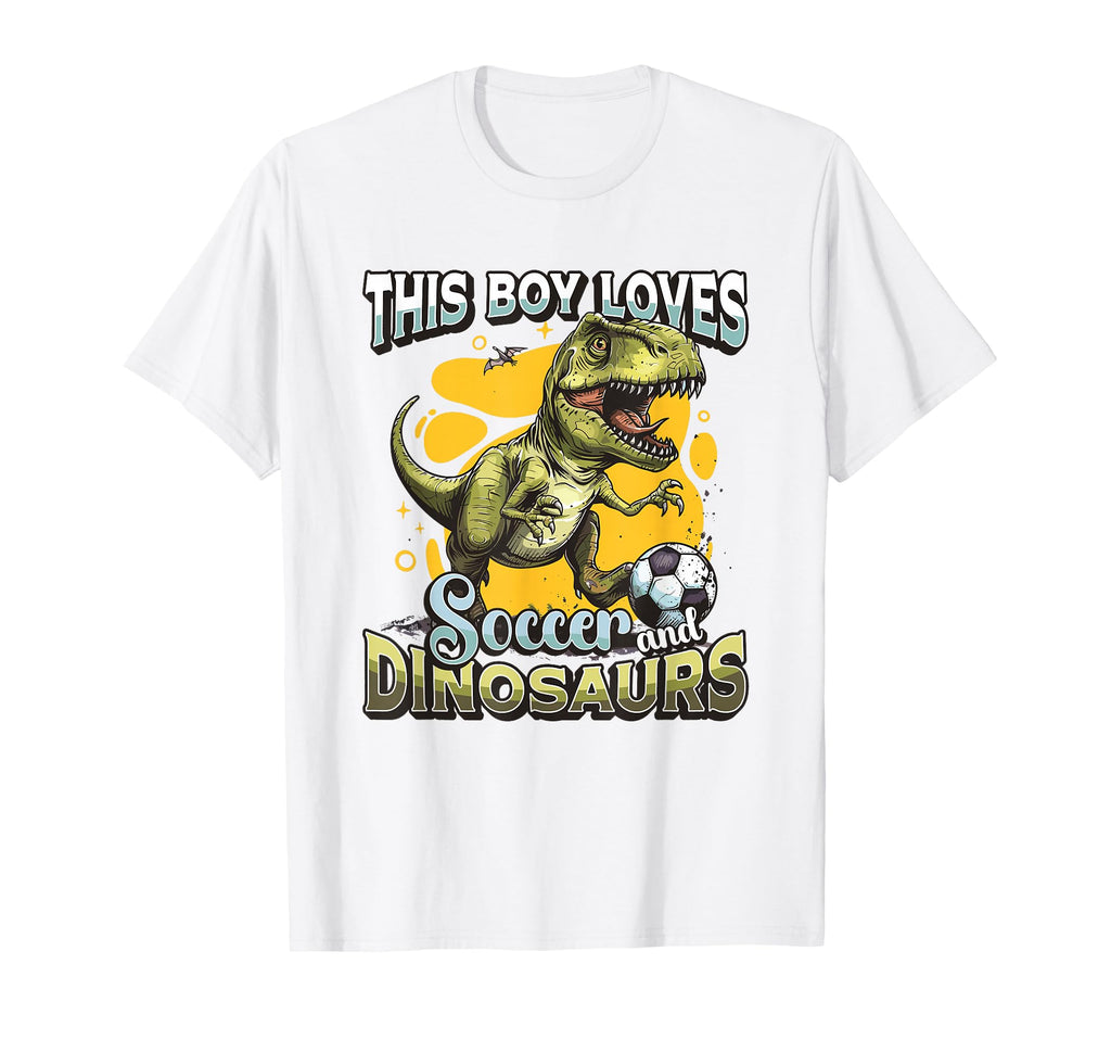 This Loves Soccer And Dinosaurs Playing T-Shirt - Trendy Graphic Men Women - T-Shirt, Sweatshirt, Hoodie