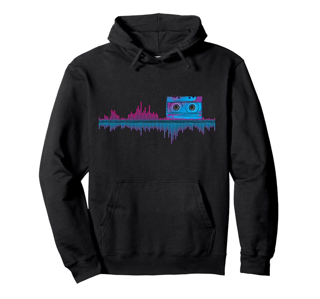 Sound Wave Cassette Vaporwave Outrun Hoodie - Custom Art Print for Adults - T-Shirt, Sweatshirt, Hoodie