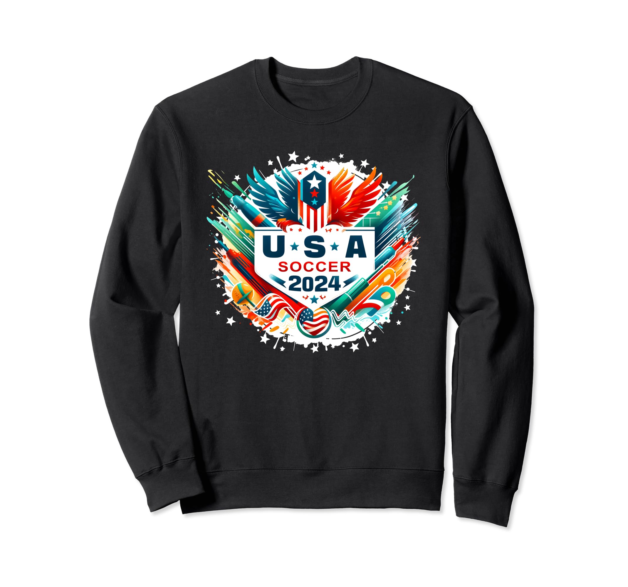 American Flag Soccer Soccer 2024 Sweatshirt - Novelty Apparel for Adults - T-Shirt, Sweatshirt, Hoodie