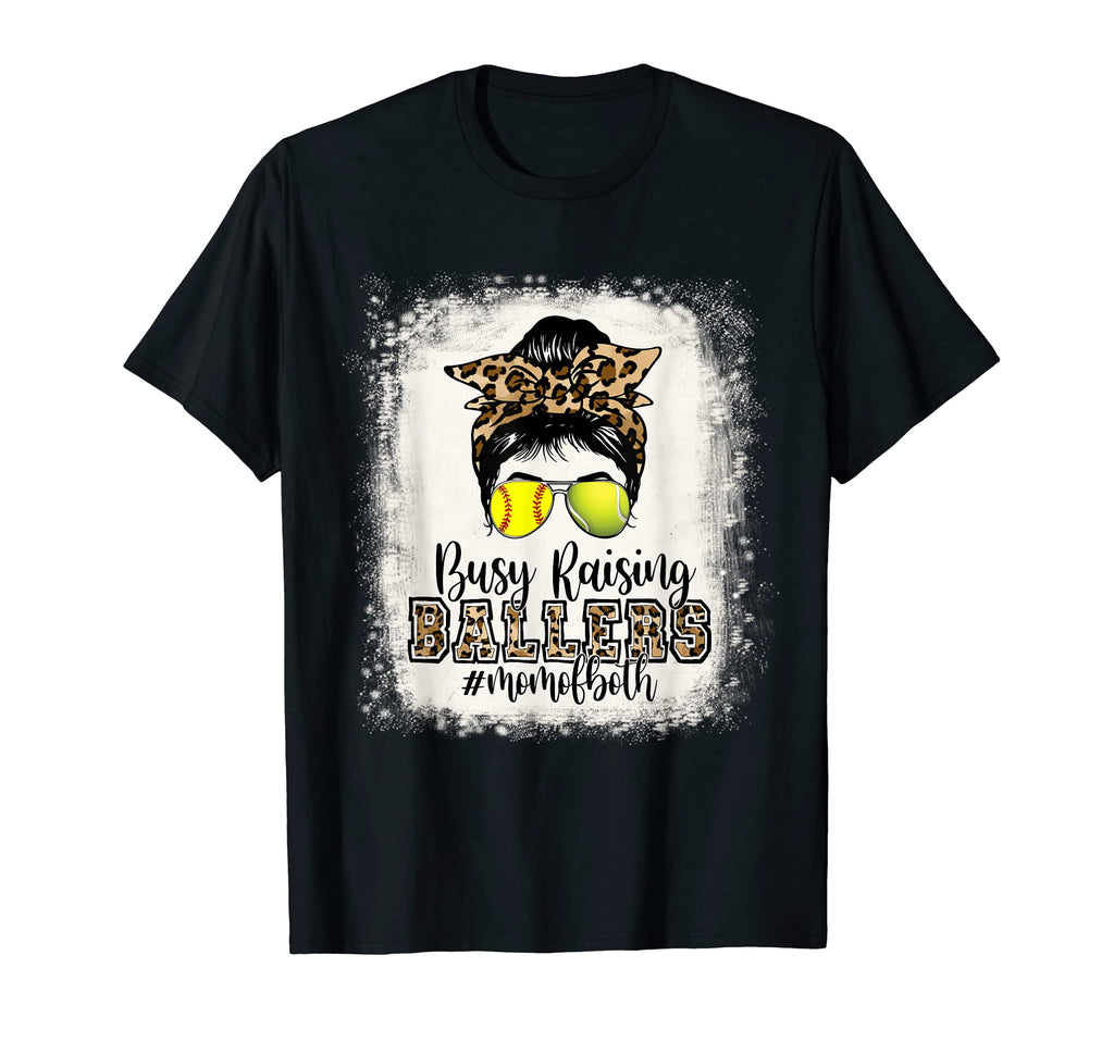 Busy Raising Ballers Mom Both Softball T-Shirt - Graphic Print for Adults - T-Shirt, Sweatshirt, Hoodie