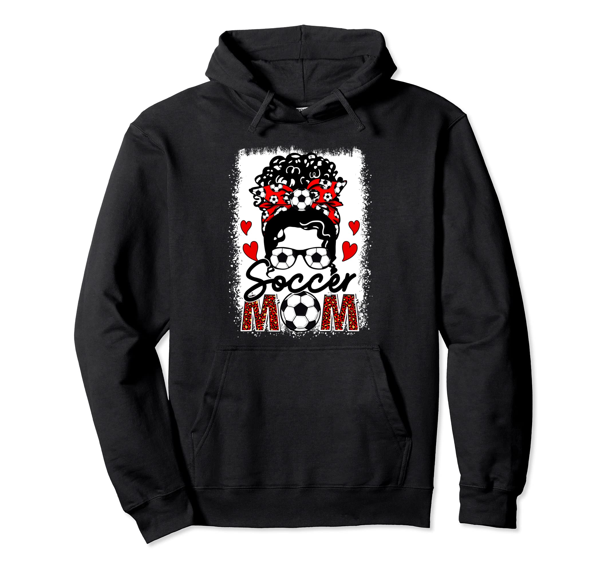 Soccer Mom Leopard Messy Bun Game Day Hoodie - Aesthetic Graphic Unisex - T-Shirt, Sweatshirt, Hoodie