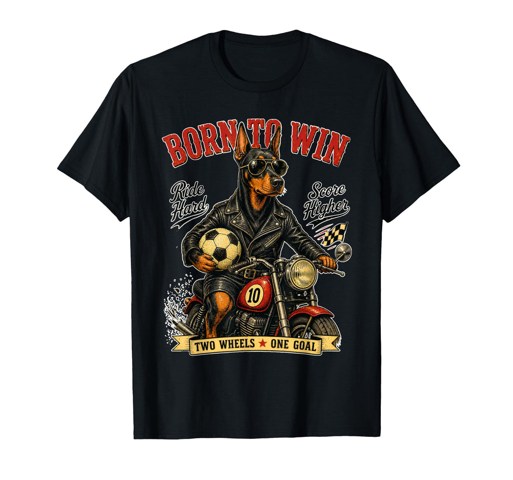 Doberman Pinscher Motorbike Love T-Shirt - Fun Novelty Design Unisex - T-Shirt, Sweatshirt, Hoodie
