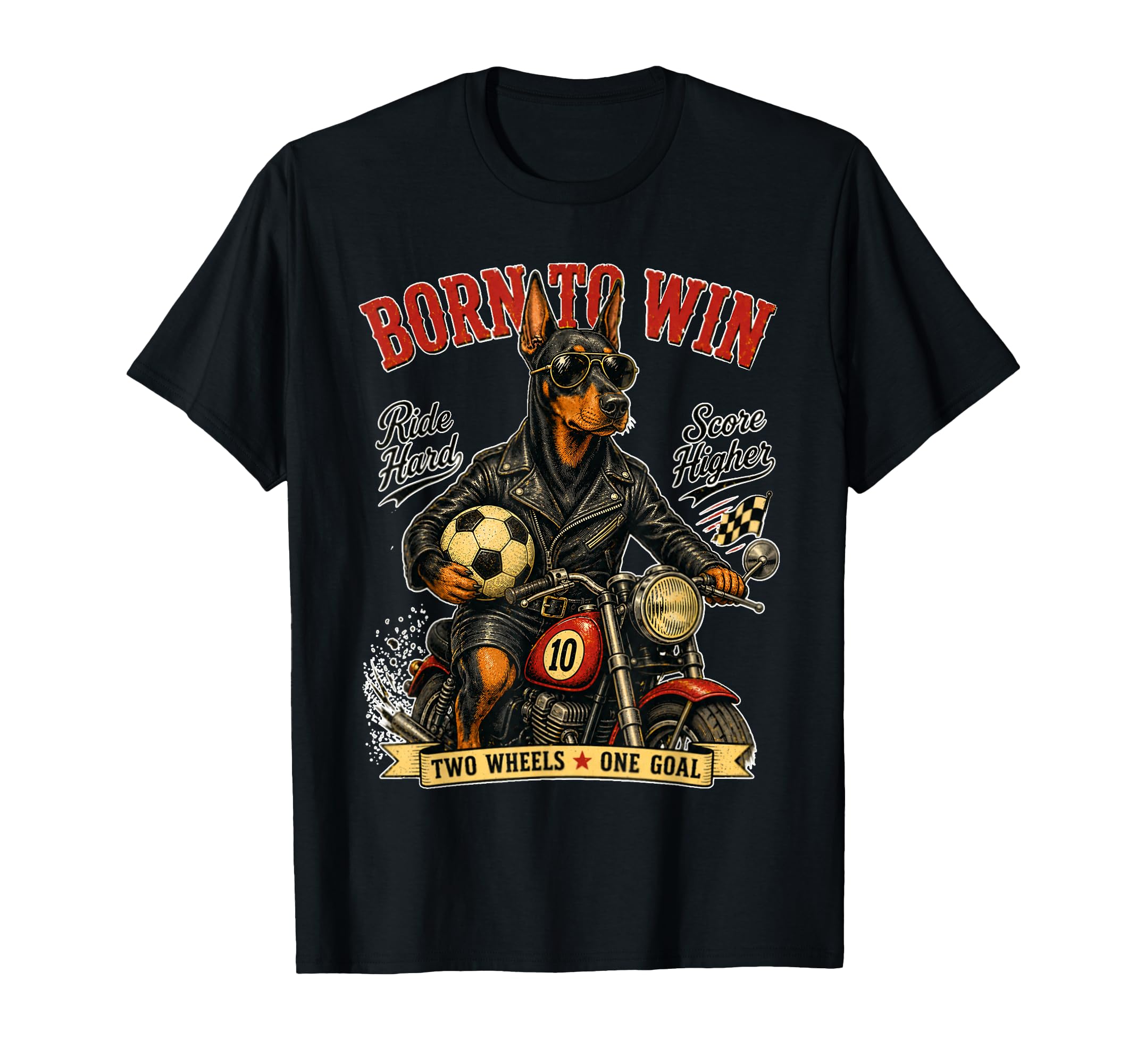 Doberman Pinscher Motorbike Love T-Shirt - Fun Novelty Design Unisex - T-Shirt, Sweatshirt, Hoodie