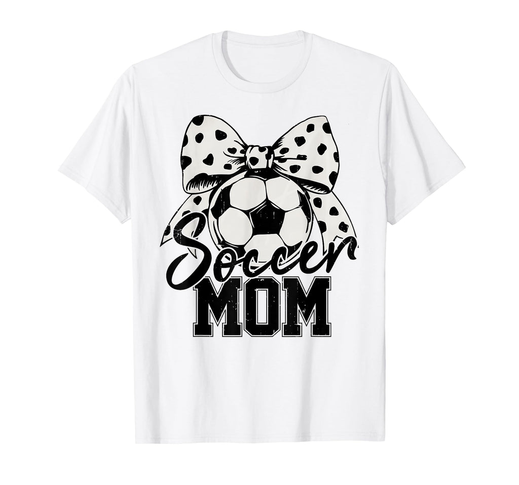 Soccer Mom Polka Dot Bow Sports Mama T-Shirt - Minimalist Print Unisex - T-Shirt, Sweatshirt, Hoodie