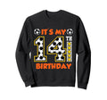 Soccer Player 14Th Birthday Football Sweatshirt - Aesthetic Graphic Unisex - T-Shirt, Sweatshirt, Hoodie