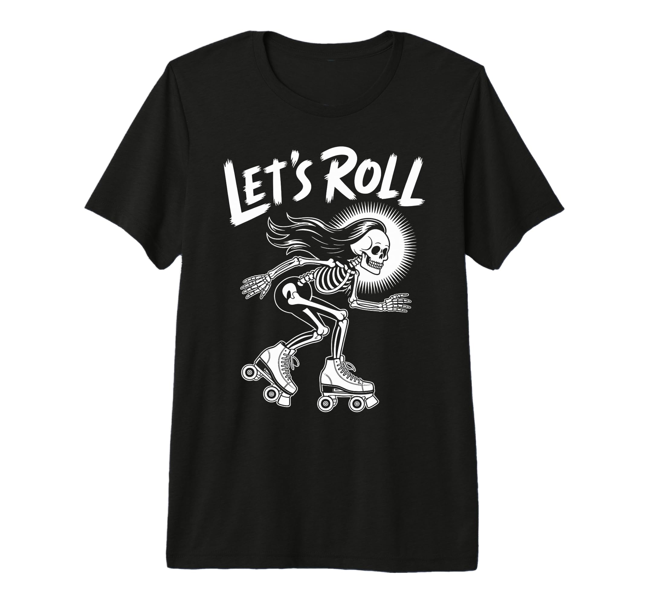 Lets Roll Skeleton Roller Skate Skating T-Shirt - Graphic Print for Adults - T-Shirt, Sweatshirt, Hoodie