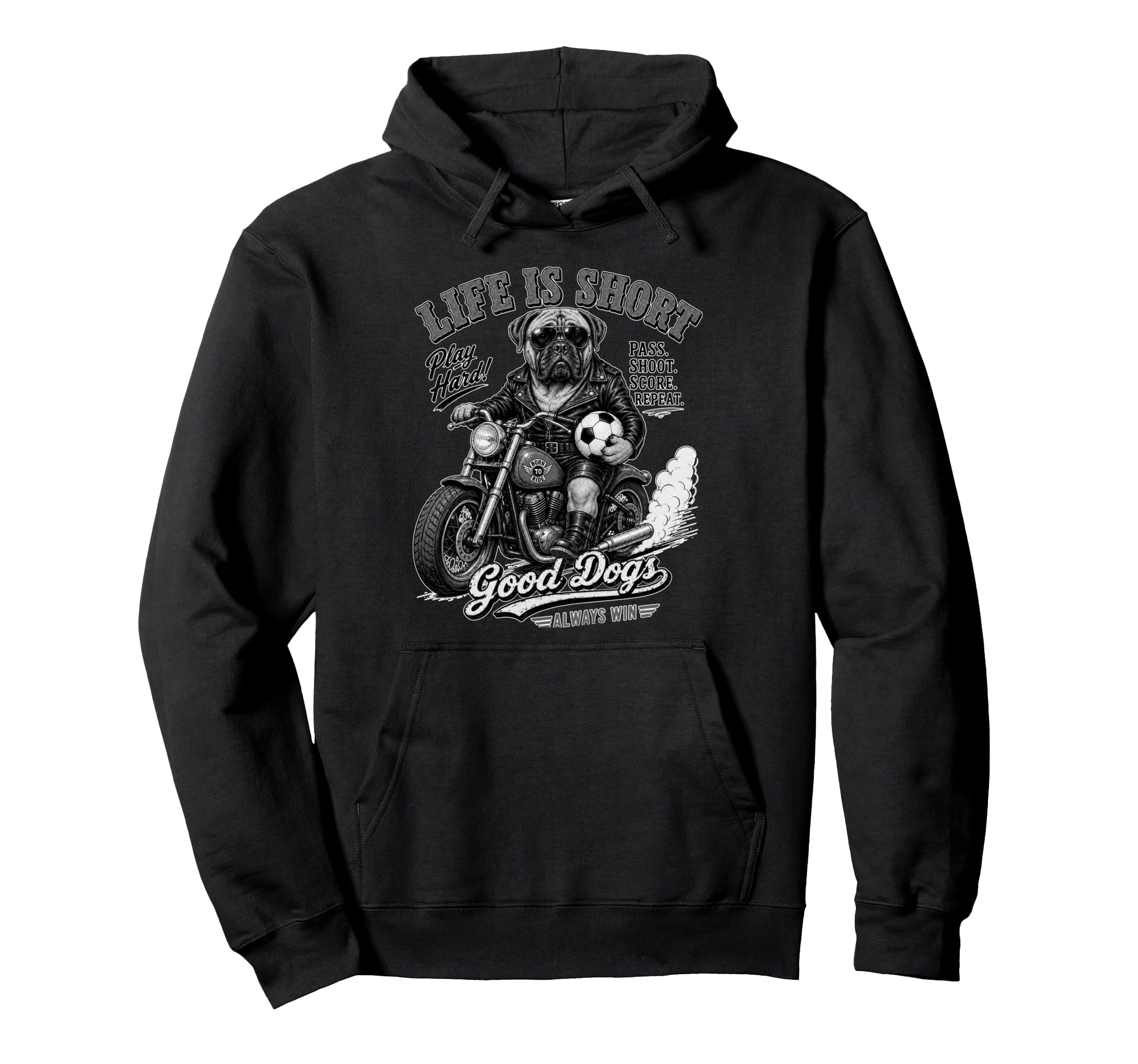 Mastiff Motorbike Love Footbal Soccer Digor Hoodie - Trendy Graphic Unisex - T-Shirt, Sweatshirt, Hoodie