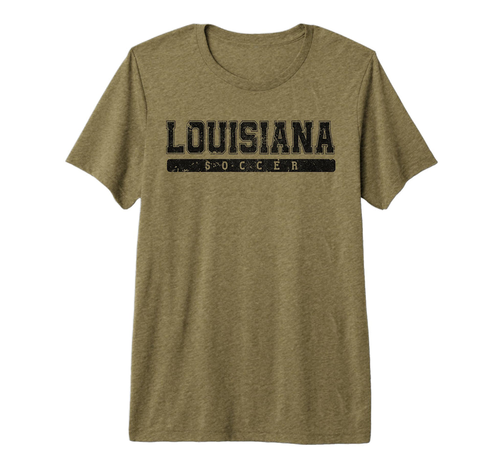 Louisiana Soccer Black Text Tri Blend T-Shirt - Novelty Apparel for Adults - T-Shirt, Sweatshirt, Hoodie