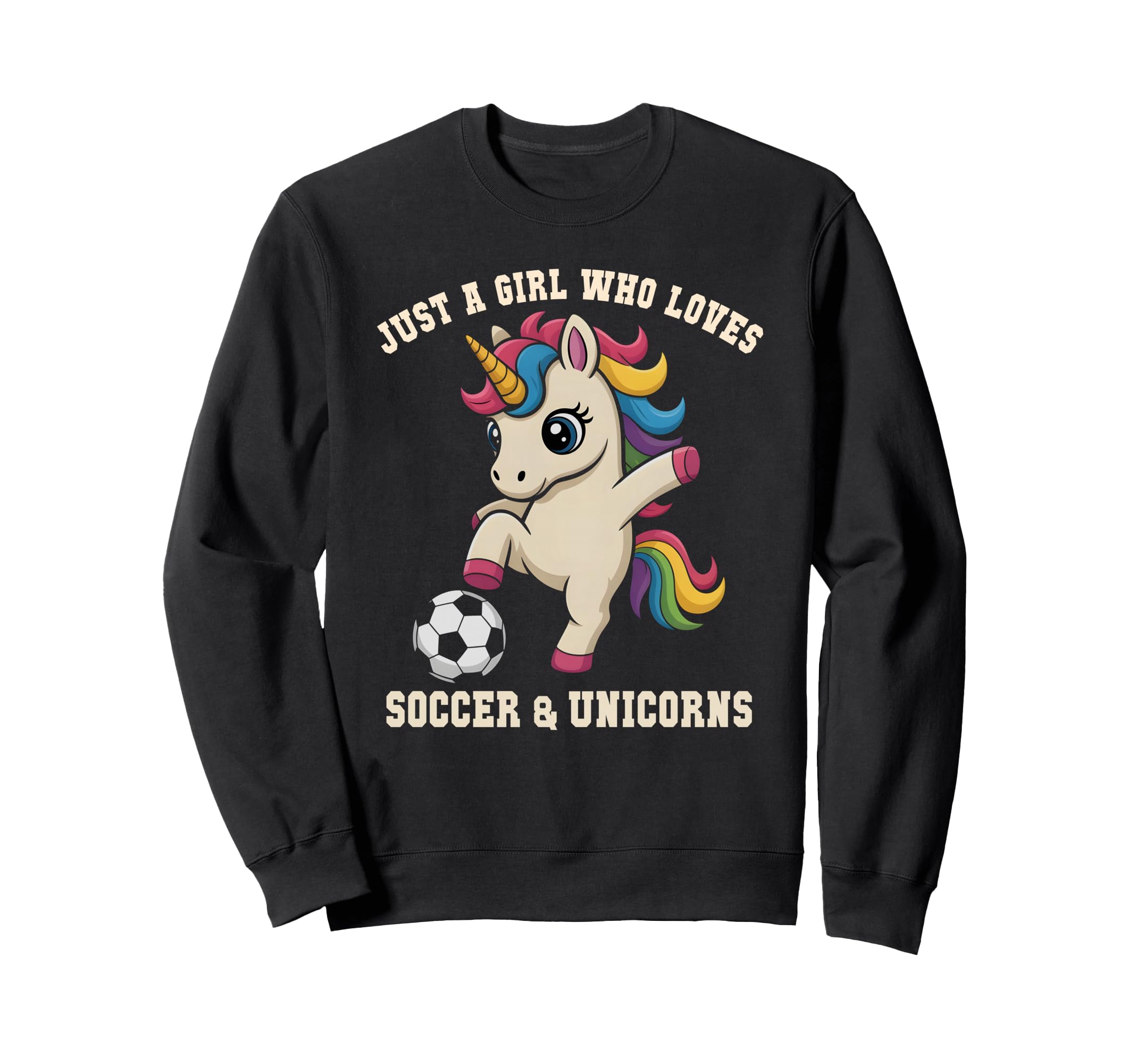Kawaii Just Who Loves Soccer Unicorn Sweatshirt - Unique Graphic Unisex - T-Shirt, Sweatshirt, Hoodie