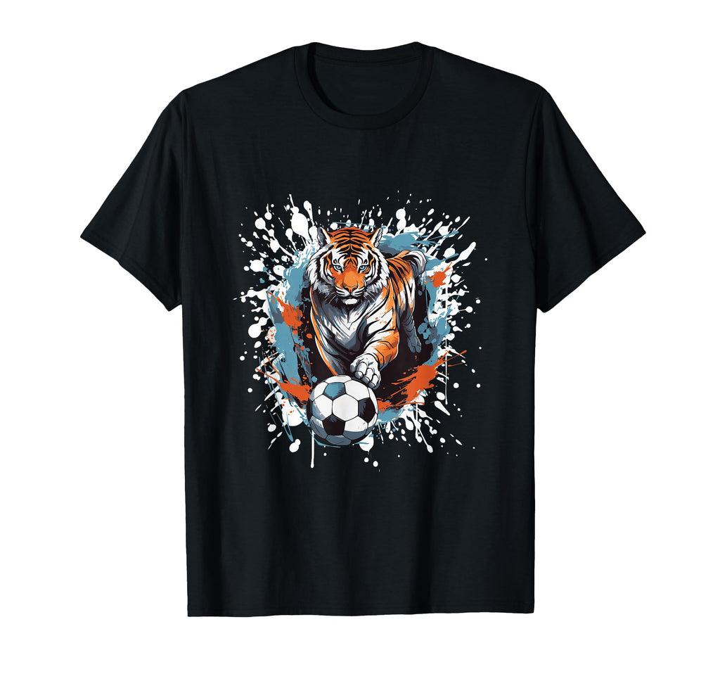 Tiger Playing Soccer Funny Animal T-Shirt - Fun Novelty Design Unisex - T-Shirt, Sweatshirt, Hoodie