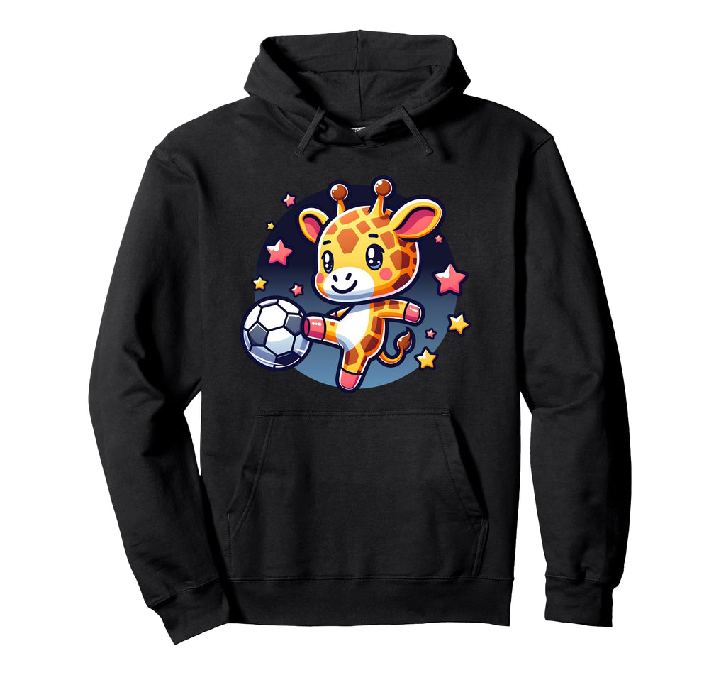 Soccer Playing Giraffe Kicking Soccer Hoodie - Aesthetic Graphic Unisex - T-Shirt, Sweatshirt, Hoodie