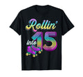 Rolling Into 15 Roller Skates 15Th Birthday T-Shirt - Unique Graphic Unisex - T-Shirt, Sweatshirt, Hoodie