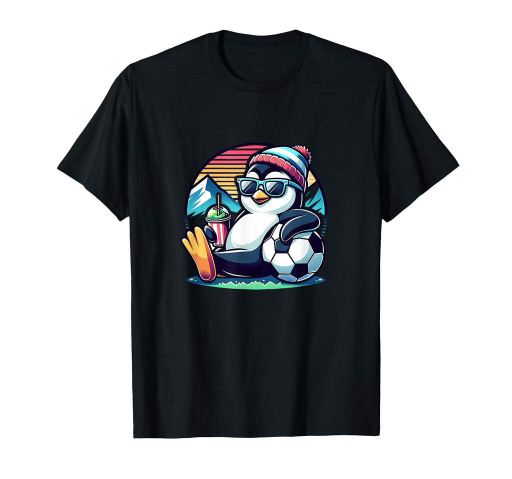 Penguin Soccer Ball Sunset T-Shirt - Trendy Graphic for Adults - T-Shirt, Sweatshirt, Hoodie