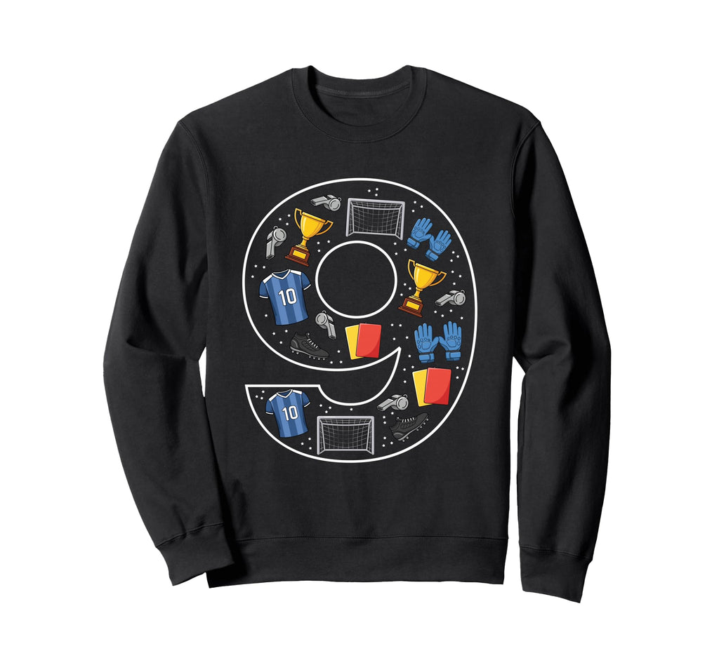 9Th Birthday 9 Year Old Football Sweatshirt - Aesthetic Graphic Men Women - T-Shirt, Sweatshirt, Hoodie