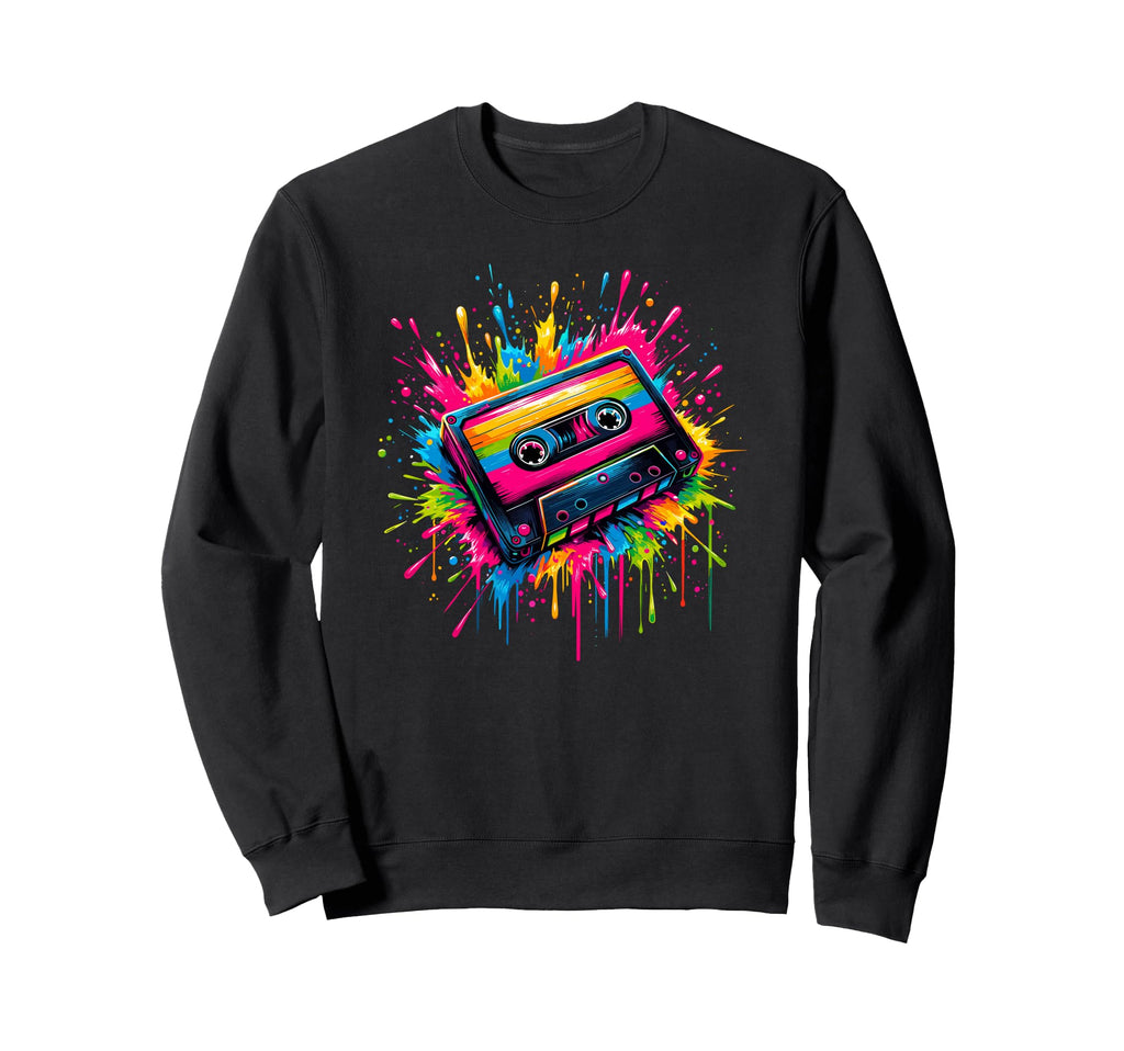 Splash Art Cassette Player Music Sweatshirt - Aesthetic Graphic Men Women - T-Shirt, Sweatshirt, Hoodie