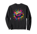 Splash Art Cassette Player Music Sweatshirt - Aesthetic Graphic Men Women - T-Shirt, Sweatshirt, Hoodie