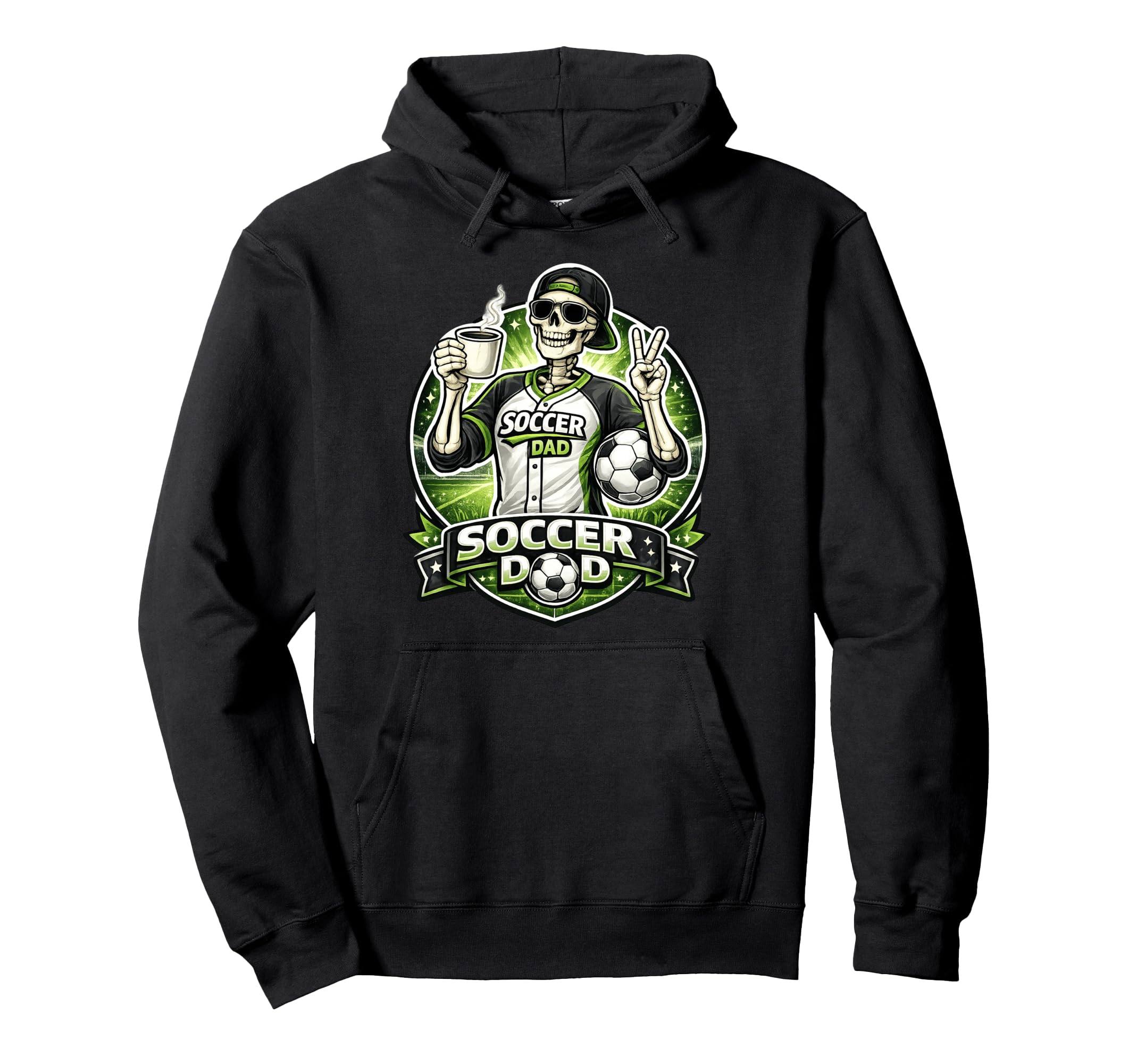 Soccer Dad Funny Game Day Skeleton Hoodie - Aesthetic Graphic for Adults - T-Shirt, Sweatshirt, Hoodie