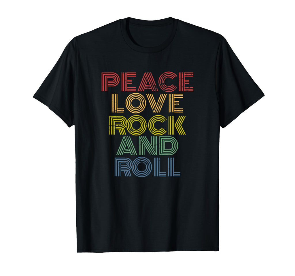 Peace Love Rocknroll Distressed Rock T-Shirt - Unique Graphic for Adults - T-Shirt, Sweatshirt, Hoodie