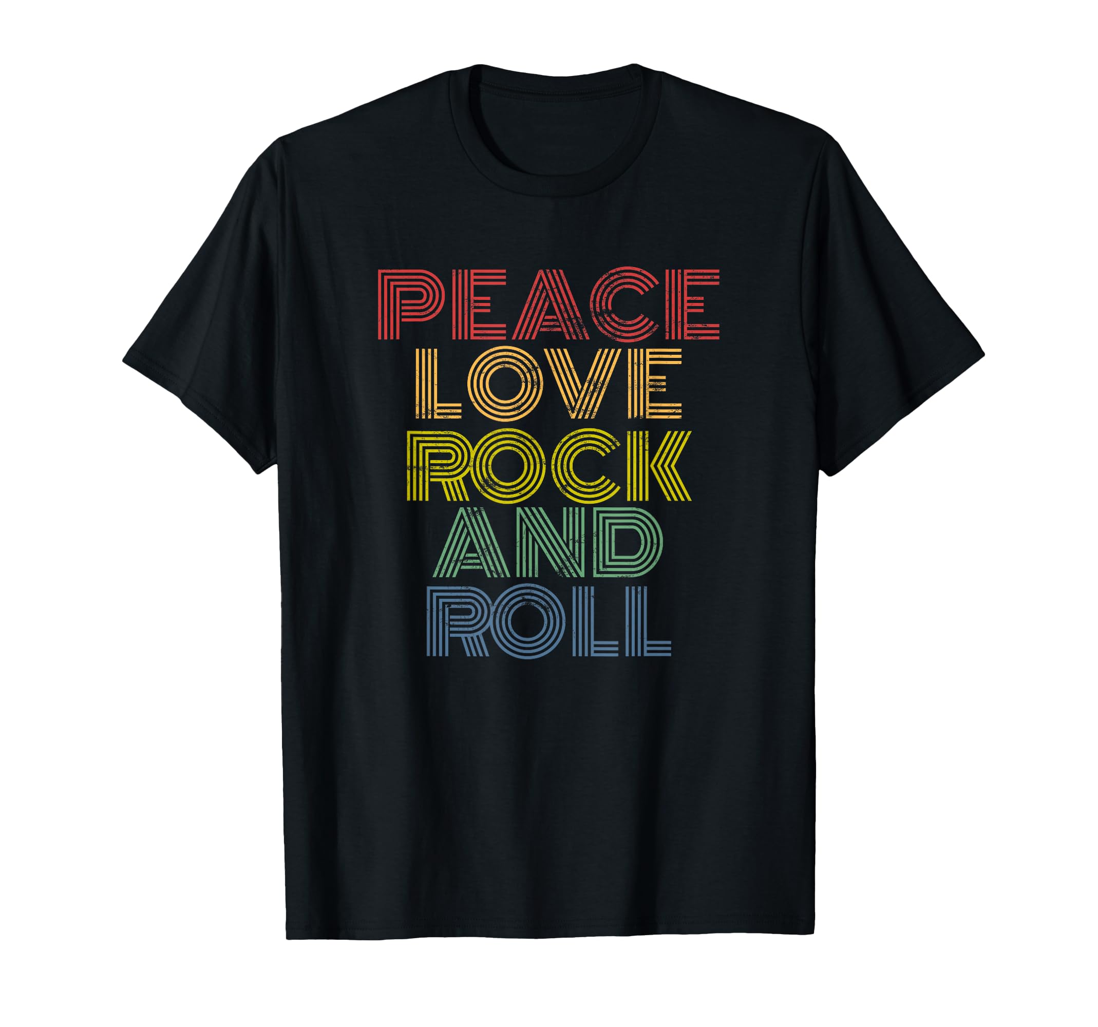 Peace Love Rocknroll Distressed Rock T-Shirt - Unique Graphic for Adults - T-Shirt, Sweatshirt, Hoodie