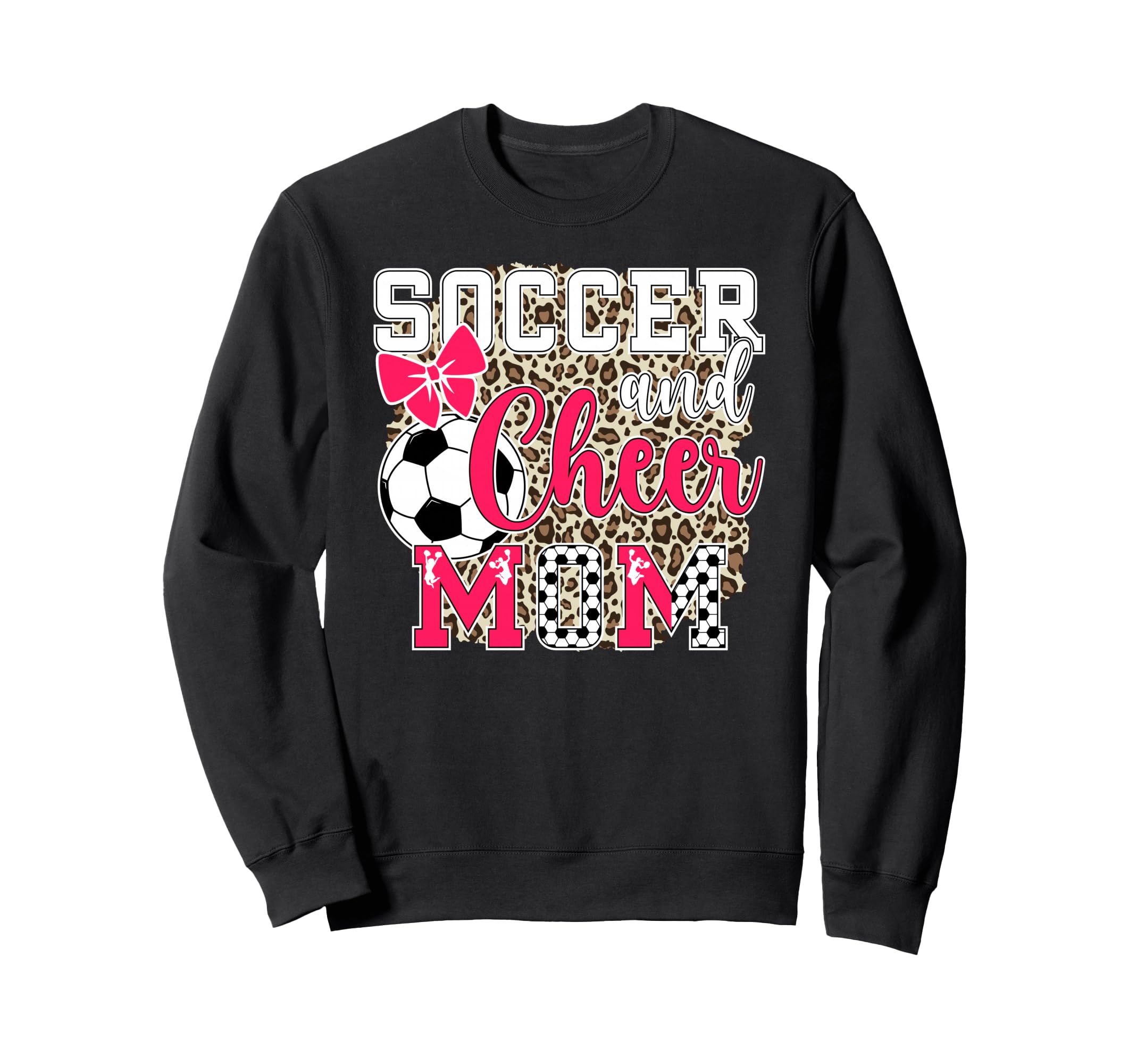 Soccer And Cheer Mom Leopard Sweatshirt - Aesthetic Graphic for Adults - T-Shirt, Sweatshirt, Hoodie