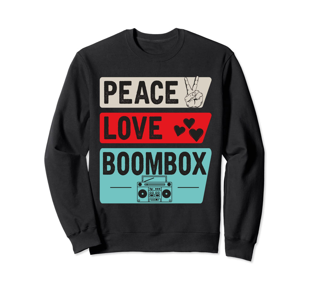Peace Love Boombox Cassette Tape Sweatshirt - Aesthetic Graphic for Adults - T-Shirt, Sweatshirt, Hoodie