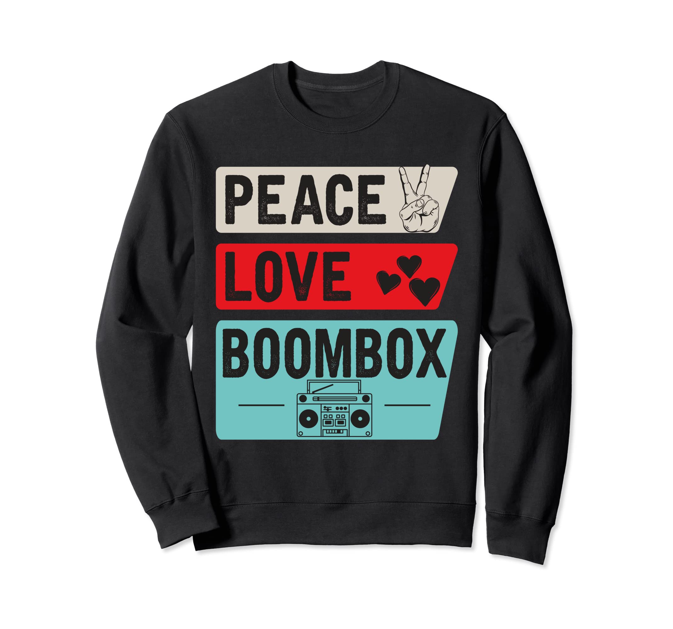 Peace Love Boombox Cassette Tape Sweatshirt - Aesthetic Graphic for Adults - T-Shirt, Sweatshirt, Hoodie