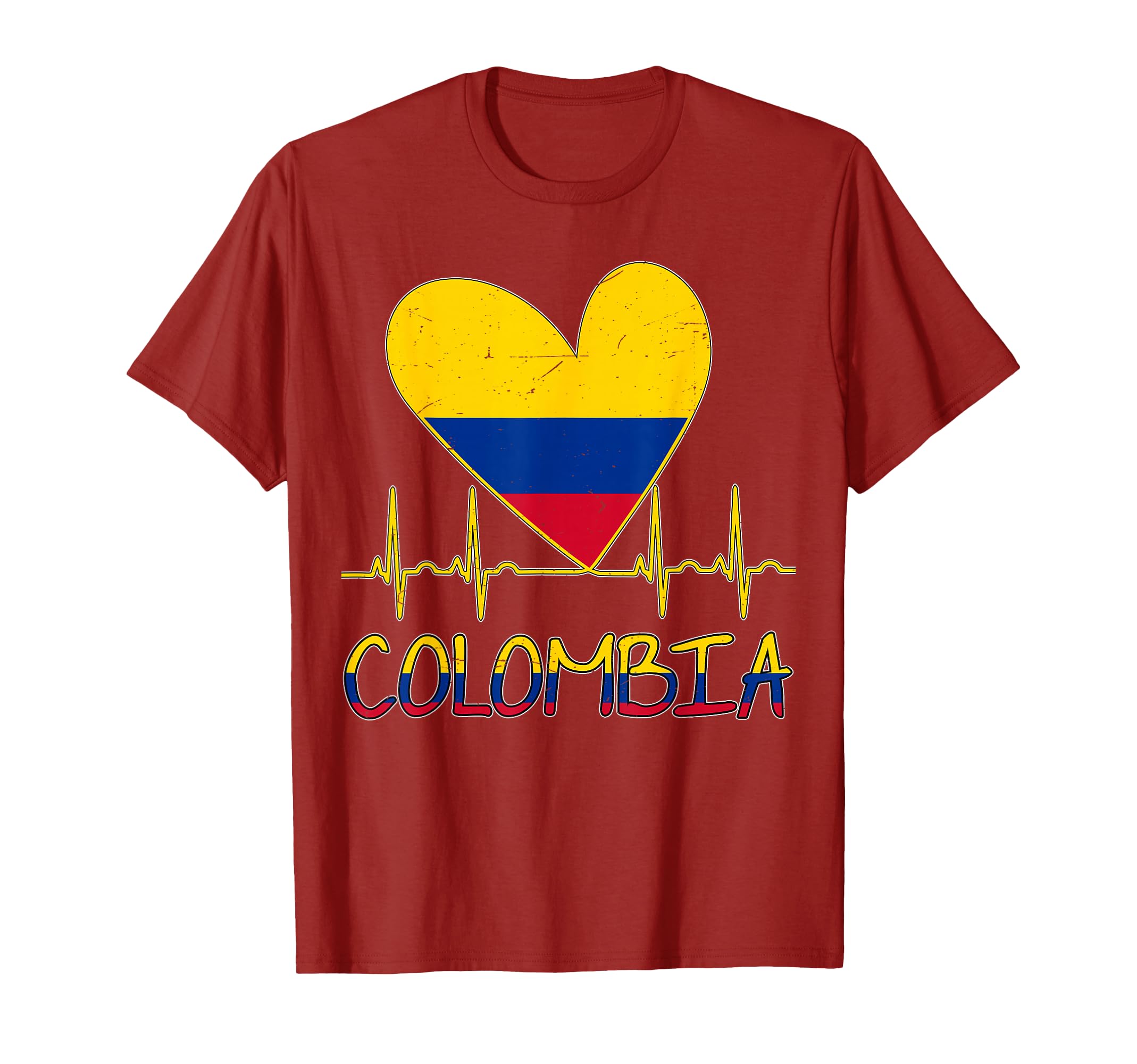 Colombian Flag Heartbeat Hispanic T-Shirt - Fun Novelty Design for Adults - T-Shirt, Sweatshirt, Hoodie