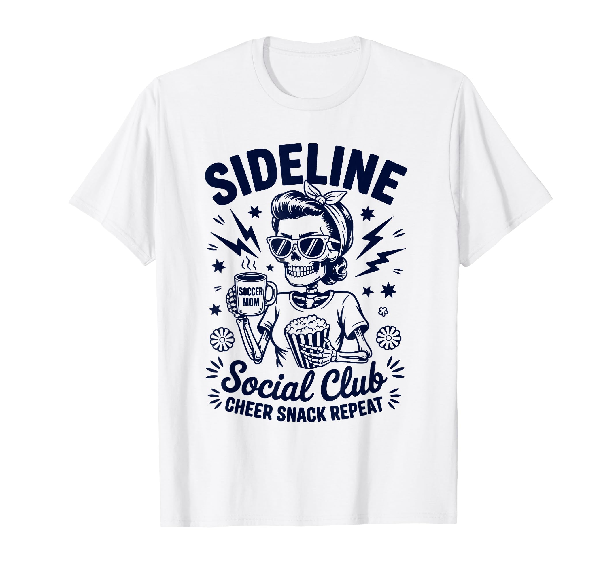 Sideline Social Club Skeleton Soccer T-Shirt - Trendy Graphic Unisex - T-Shirt, Sweatshirt, Hoodie