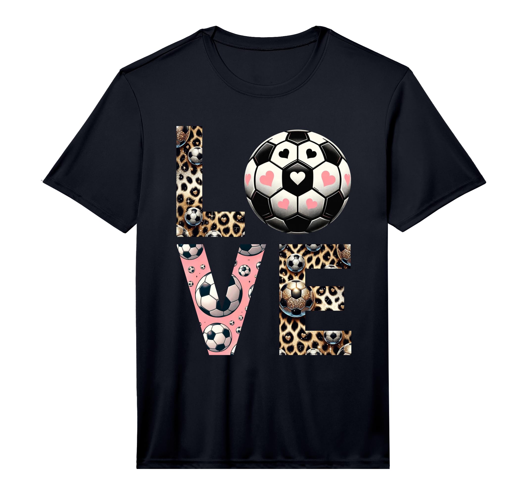 Love Soccer Leopard Soccer Player T-Shirt - Novelty Apparel for Adults - T-Shirt, Sweatshirt, Hoodie