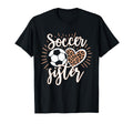 Soccer Sister Heart Leopard Soccer Ball T-Shirt - Trendy Graphic Unisex - T-Shirt, Sweatshirt, Hoodie