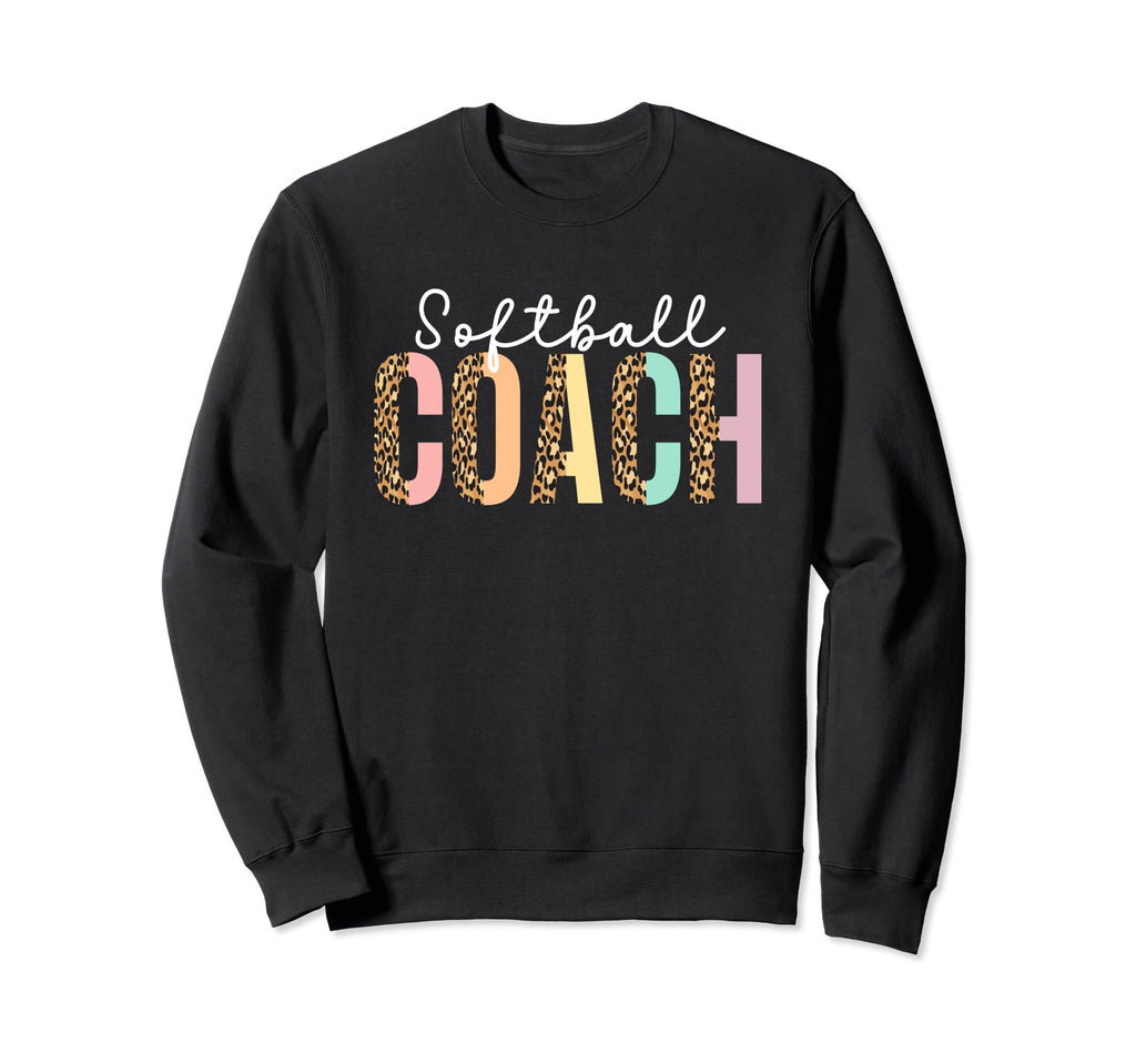Softball Coach Coaches Leopard Sweatshirt - Fun Novelty Design Unisex - T-Shirt, Sweatshirt, Hoodie