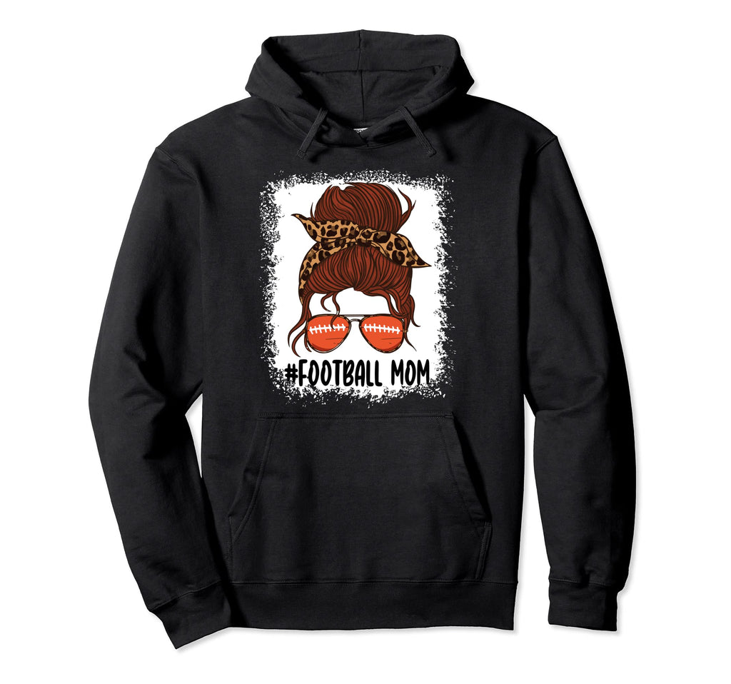 Messy Bun Football Mom Life Leopard Hoodie - Streetwear Style for Adults - T-Shirt, Sweatshirt, Hoodie