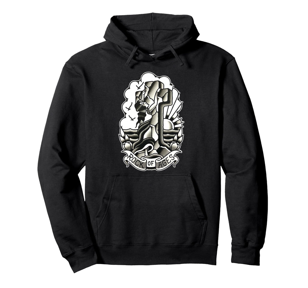 Rock Ages Blackwork Traditional Tattoo Flash Hoodie - Graphic Print Unisex - T-Shirt, Sweatshirt, Hoodie