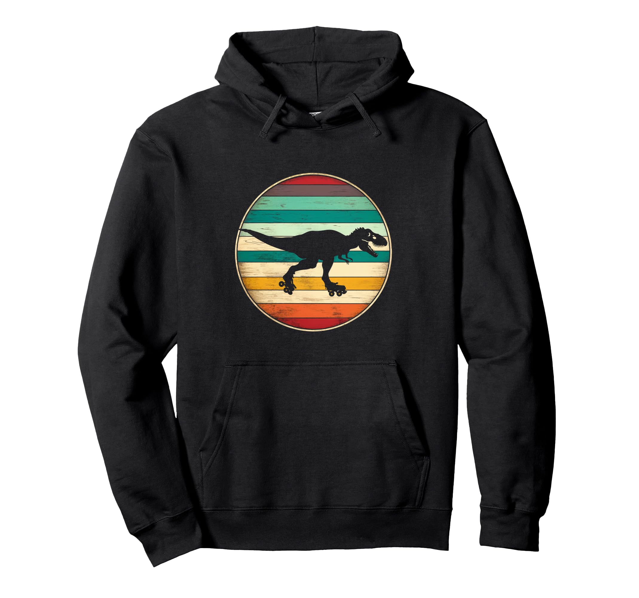 Skating Dinosaur Hoodie - Custom Art Print for Adults - T-Shirt, Sweatshirt, Hoodie