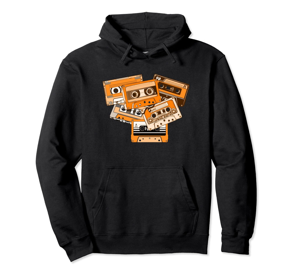Orange Tape Cassettes Old School Hoodie - Aesthetic Graphic for Adults - T-Shirt, Sweatshirt, Hoodie